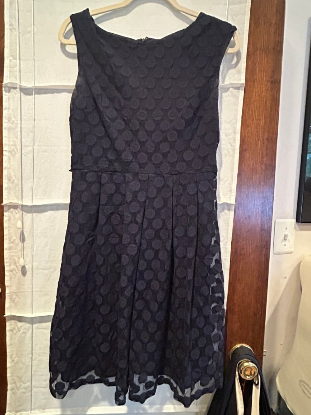 Alfani mesh polka dot fit and flare midnight lined dress - knee length, Size M